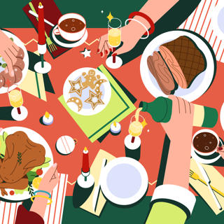 Illustration Weihnachtsessen